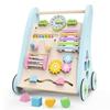 Wooden Baby Walker,Adjustable Speed Push Walker with Wheels and Learning Activity Center,Montessori Walker for Babies 12 Months,Baby Walker Push Toys for Baby Boys and Girls Gifts (Blue) view 1