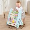 Wooden Baby Walker,Adjustable Speed Push Walker with Wheels and Learning Activity Center,Montessori Walker for Babies 12 Months,Baby Walker Push Toys for Baby Boys and Girls Gifts (Blue) view 2