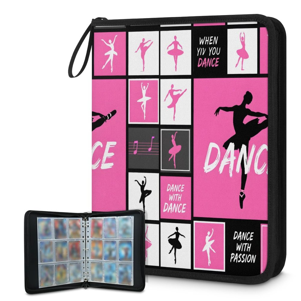 Cmizedevise Ballet Dancer 9 Pocket Trading Card Binder, Dance Card Binder Holder Fits 900 Cards With 50 Sleeves, Portable Collection Card Ablum for TCG, Sports Cards