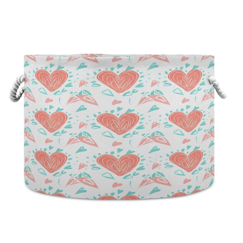 YANENDIE Cotton Rope Basket 20"x14" Large Rope Storage Basket with Handle, Flowers and Heart Blanket Basket for Living Room, Laundry, Nursery, Home Decor