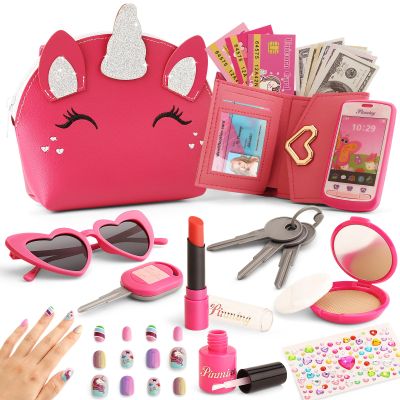 Pretend Play Makeup for Toddlers 3-5, Kids Purses for Little Girls Age 4-6, Toddler Girl Purse with Accessories for 3 4 5 6 Year Old, Fake Makeup Set for Kids Make Up Toy