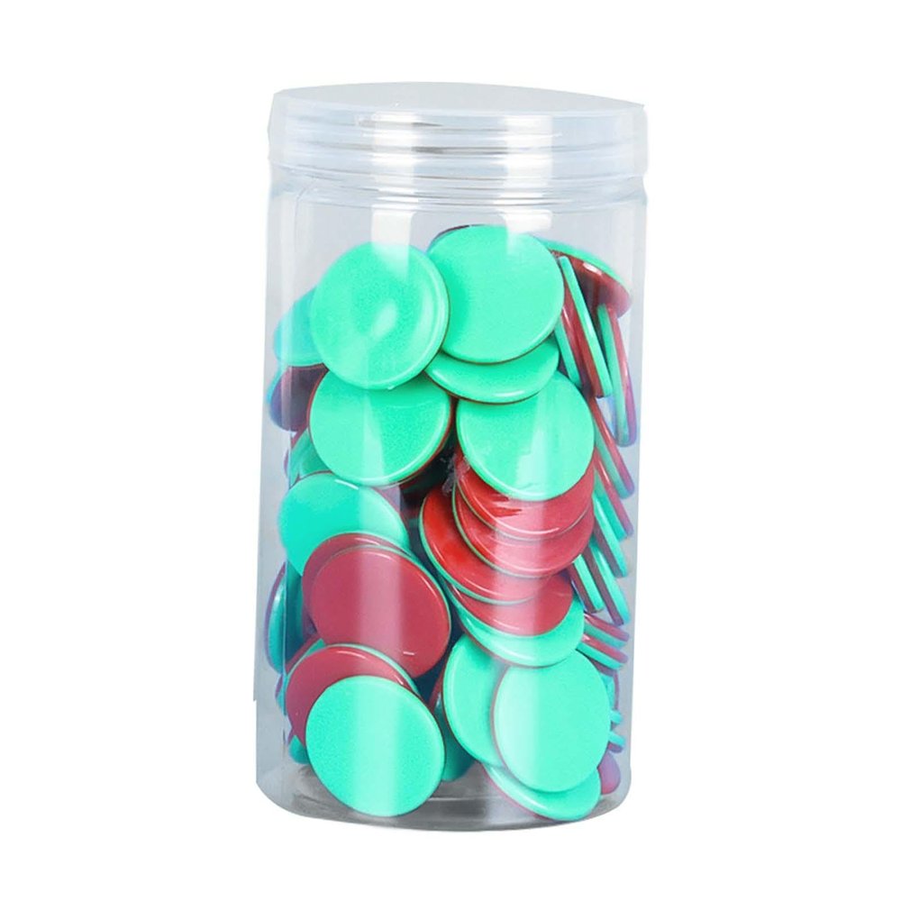 100 Pieces Two Color Counters for Math Practice, Bingo Chips Math Counters for Kids Classroom Learning Games with Storage Bucket- Red Green