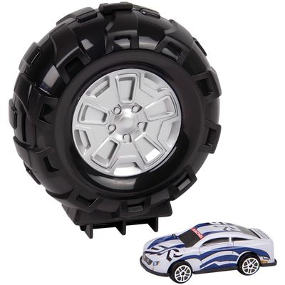 Tire Launch Race Car, Hinged Case with Mini Vehicle, Color Box Packaging - 1 Count