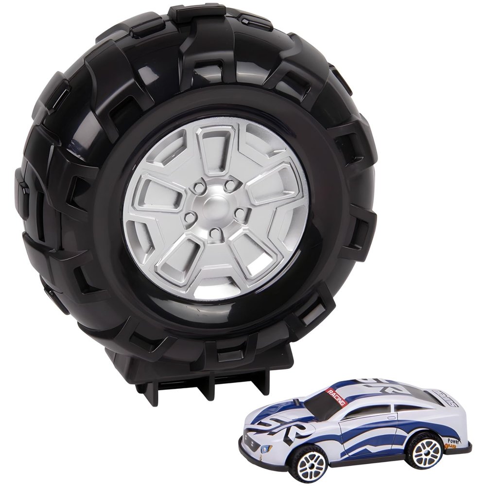 Tire Launch Race Car, Hinged Case with Mini Vehicle, Color Box Packaging - 1 Count