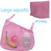 2 Pack Universal Side Sling Stroller Organizer with Mesh Cargo Net,Adjustable and Non-Slip Stroller Storage Bags, Portable Side Sling Stroller Cargo Net for Baby Accessories(Pink) view 3