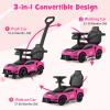 Costzon Push Car for Toddlers, 3 in 1 Licensed Maserati Stroller Sliding Walking Car with Handle, Guardrail, Under Seat Storage, Horn & Music, Foot to Floor Kids Ride On Toys for Boys Girls (Pink) view 2