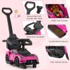 Costzon Push Car for Toddlers, 3 in 1 Licensed Maserati Stroller Sliding Walking Car with Handle, Guardrail, Under Seat Storage, Horn & Music, Foot to Floor Kids Ride On Toys for Boys Girls (Pink) view 3