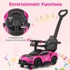 Costzon Push Car for Toddlers, 3 in 1 Licensed Maserati Stroller Sliding Walking Car with Handle, Guardrail, Under Seat Storage, Horn & Music, Foot to Floor Kids Ride On Toys for Boys Girls (Pink) view 4
