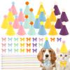 24 Pcs Mini Party Hat for Stuffed Animals, Birthday Party Cone Hats with Bows and Elastic Strings for Dolls Dog Cat Rabbit Puppies Assorted Animal Birthday Decorations view 1
