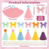 24 Pcs Mini Party Hat for Stuffed Animals, Birthday Party Cone Hats with Bows and Elastic Strings for Dolls Dog Cat Rabbit Puppies Assorted Animal Birthday Decorations view 2