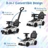 Costzon Push Car for Toddlers, 3 in 1 Licensed Maserati Stroller Sliding Walking Car with Handle, Guardrail, Under Seat Storage, Horn & Music, Foot to Floor Kids Ride On Toys for Boys Girls (White) view 2