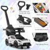 Costzon Push Car for Toddlers, 3 in 1 Licensed Maserati Stroller Sliding Walking Car with Handle, Guardrail, Under Seat Storage, Horn & Music, Foot to Floor Kids Ride On Toys for Boys Girls (White) view 3