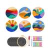 Punch Needle Kit for Beginners Adults Kids Easy Punch Needle Embroidery Kit Tool Threader Fabric Hoop Yarn Rug Tufting Coaster Art and Crafts 6Pcs E (6) view 1
