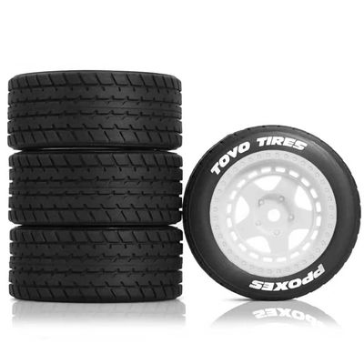 1/14 RC On-Road Drift Wheel Tires 2.36in OD Tamiya M-Chassis Tread Tyres w/Foam 12mm Hex Fit for Tamiya M08/05/06 MF-01X 1/14 Hyper 14303 14304 14210 (White 2)