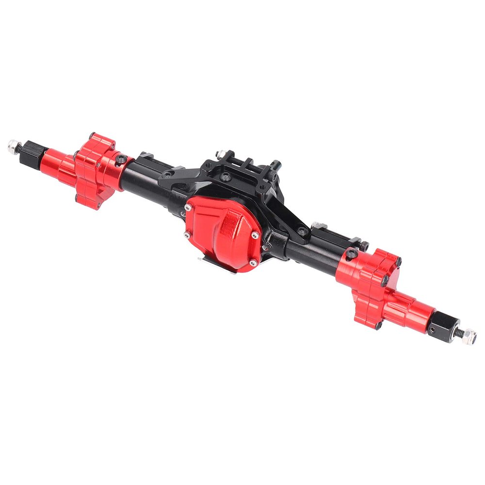 Aluminum Alloy Steel Axle Upgrade Parts Accessory Fit for SCX10 1/10 RC Car Model Front Rear Axle RC Car Axle Black Red Color Durable Off Road Performance (Backbridge)