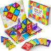 48pcs Magnetic Tiles Diamond Series - Premium Metal Tin Box Storage Gift Set - 3D STEM Building Blocks for Kids Toddlers 3+ - Strong Magnets, Compatible with Major Brands, Travel Friendly Case view 1