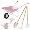 ROBOTIME Kids Wheelbarrow with Gardening Set  Metal Wheelbarrow Toddler Outdoor Play Toy with Garden Tools, Watering Can & Plant Labels, Pretend Play Yard Equipment for Boys and Girls (Pink) view 1
