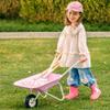 ROBOTIME Kids Wheelbarrow with Gardening Set  Metal Wheelbarrow Toddler Outdoor Play Toy with Garden Tools, Watering Can & Plant Labels, Pretend Play Yard Equipment for Boys and Girls (Pink) view 2