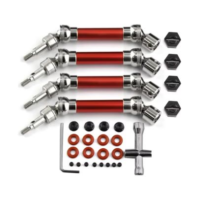 For Arrma 3s For Senton For Granite For Vorteks Old Big For Rock V2 1/10 Rc Car Upgrade Parts 4pcs Metal Front And Rear Drive Shaft RC Car Transmission Shaft(Red)