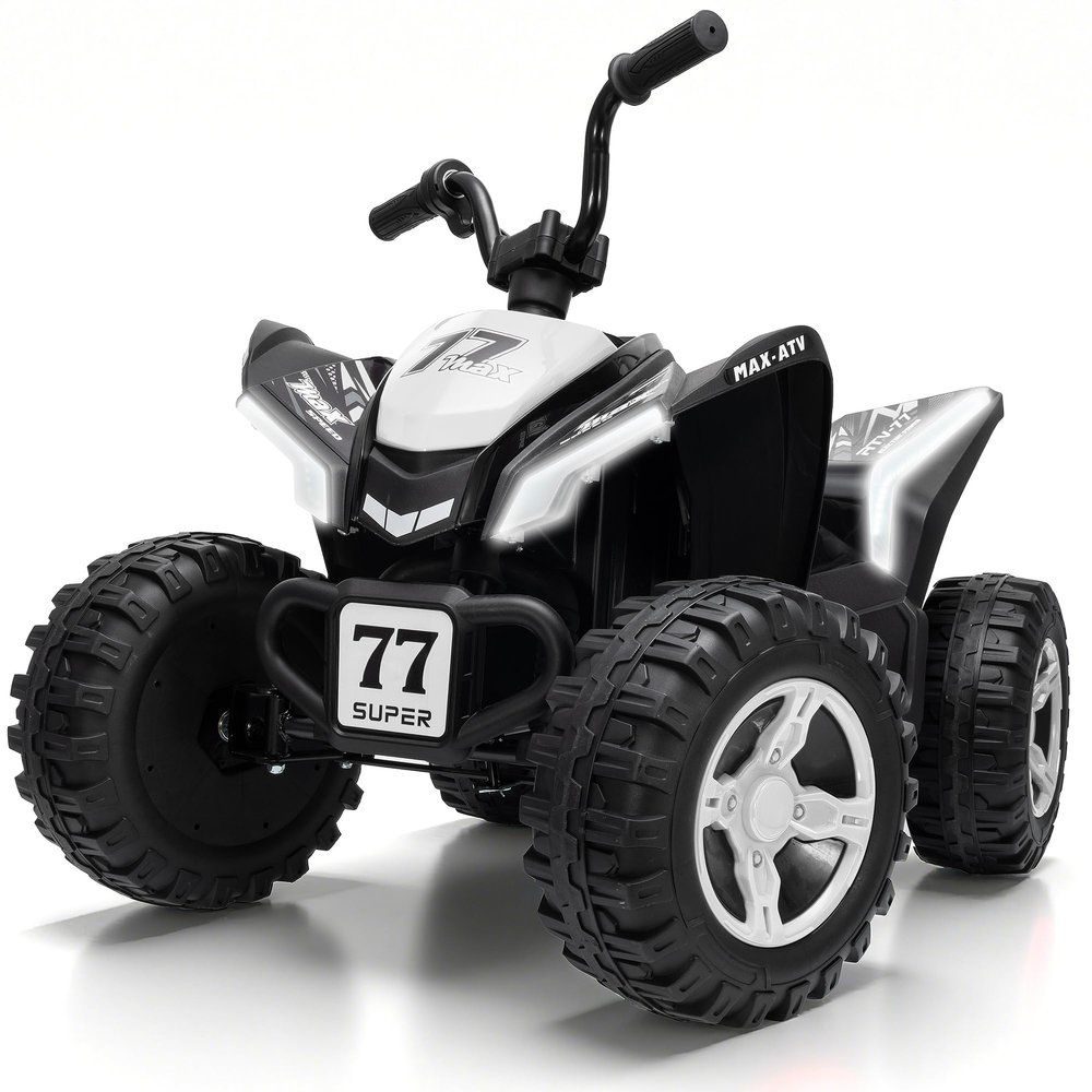 24V Ride on Toys for Big Kids, 4-Wheeler Quad ATV Play Car w/3.7MPH Max Speed, LED Lights, Bluetooth, Music, 2 Seater Ride on Car for Kids, Electric Cars for Children 3-8 (White)