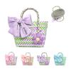 Personalized Woven Tote Basket with Name  Custom Mini Handbag for Girls, Bowknot Gift Basket for Easter Egg Hunt Birthday, Purple, Large view 1