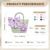 Personalized Woven Tote Basket with Name  Custom Mini Handbag for Girls, Bowknot Gift Basket for Easter Egg Hunt Birthday, Purple, Large view 2