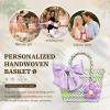Personalized Woven Tote Basket with Name  Custom Mini Handbag for Girls, Bowknot Gift Basket for Easter Egg Hunt Birthday, Purple, Large view 3