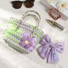 Personalized Woven Tote Basket with Name  Custom Mini Handbag for Girls, Bowknot Gift Basket for Easter Egg Hunt Birthday, Purple, Large view 4