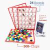 GrandSail Poker Keno Game Set with Cards and Chips,24 Two-Sided Boards, 500+ Chips,2 Deck of Waterproof Poker Cards,Poker Bingo Set Keno Board Game for Gathering Activity Family Casino Night view 2