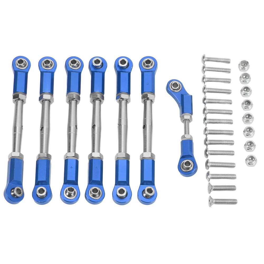 RC Pull Rod Aluminum Alloy Pull Rod Lightweight Metal Tie Rods for Traxxas Rustler Slash 4 Wheel Drive 1/10 RC Car (Blue)