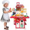 Upgrade Toy Kitchen Set for Kids Toddlers Mini Kitchen Playset with Spray Sink & Realistic Lighting Pretend Cooking Toys for 3 4 5 Year Old Girls Boys Gifts (Red) view 1
