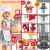 Upgrade Toy Kitchen Set for Kids Toddlers Mini Kitchen Playset with Spray Sink & Realistic Lighting Pretend Cooking Toys for 3 4 5 Year Old Girls Boys Gifts (Red) view 3