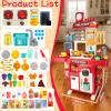 Upgrade Toy Kitchen Set for Kids Toddlers Mini Kitchen Playset with Spray Sink & Realistic Lighting Pretend Cooking Toys for 3 4 5 Year Old Girls Boys Gifts (Red) view 4