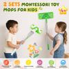 ILAVCLEAN 2-Set Toy Mop for Kids - Toddler Real Spray Flat Floor Mop Montessori Cleaning Toy Set, Educational and Fun Gifts for Boys and Girls Ages 4+ view 2