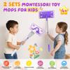 ILAVCLEAN 2 Set Toy Mop for Kids - Toddler Real Spray Flat Floor Mop Montessori Cleaning Toy Set, Educational and Fun Gifts for Boys and Girls Ages 4+ view 2