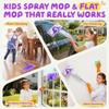 ILAVCLEAN 2 Set Toy Mop for Kids - Toddler Real Spray Flat Floor Mop Montessori Cleaning Toy Set, Educational and Fun Gifts for Boys and Girls Ages 4+ view 3