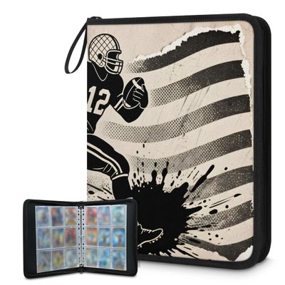 Cmizedevise Vintage American football 9 Pocket Trading Card Binder, Sports Theme Card Binder Holder Fits 900 Cards With 50 Sleeves, Portable Collection Card Ablum for TCG, Sports Cards