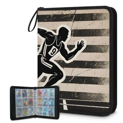Cmizedevise Sports Running 9 Pocket Trading Card Binder, Vintage American Flag Card Binder Holder Fits 900 Cards With 50 Sleeves, Portable Collection Card Ablum for TCG, Sports Cards