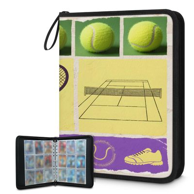 Cmizedevise Tennis Sports Theme 9 Pocket Trading Card Binder, Card Binder Holder Fits 900 Cards With 50 Sleeves, Portable Collection Card Ablum for TCG, Sports Cards