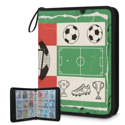 Cmizedevise Football 9 Pocket Trading Card Binder, Soccer Ball Sports Card Binder Holder Fits 900 Cards With 50 Sleeves, Portable Collection Card Ablum for TCG, Sports Cards
