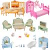 36Pcs Dollhouse Furniture Set,Miniature 1:12 Scale Dolls House Accessories with Cat,Dog,Kitchen, Dining Room, Living Room,Bedroom for Playhouse Toy(Multi-Color) view 1