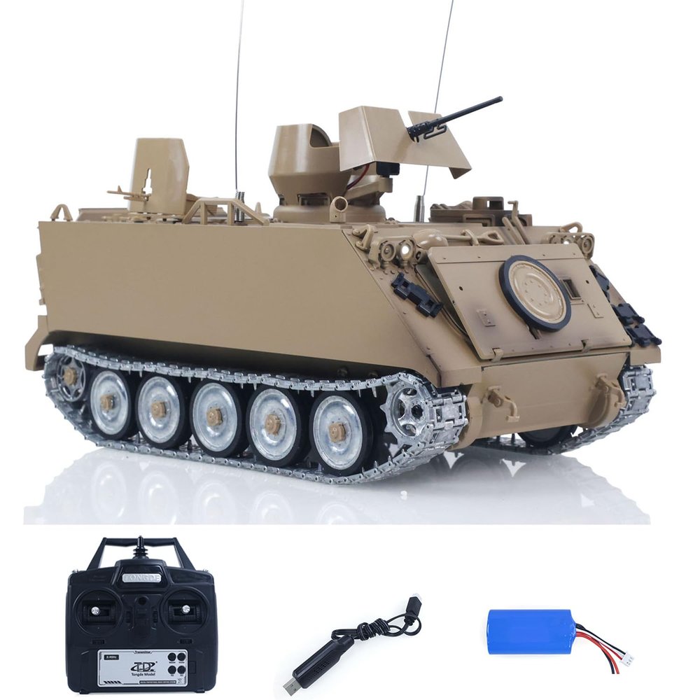 wheelfun TD 1/16 RC Tank M2412-B M113A1 ACAV 360 Turret Rotation Infrared Metal Wheels Gearbox Smoke Unit Radio Control Military Model Hobby Grade Model for Adult Hobby