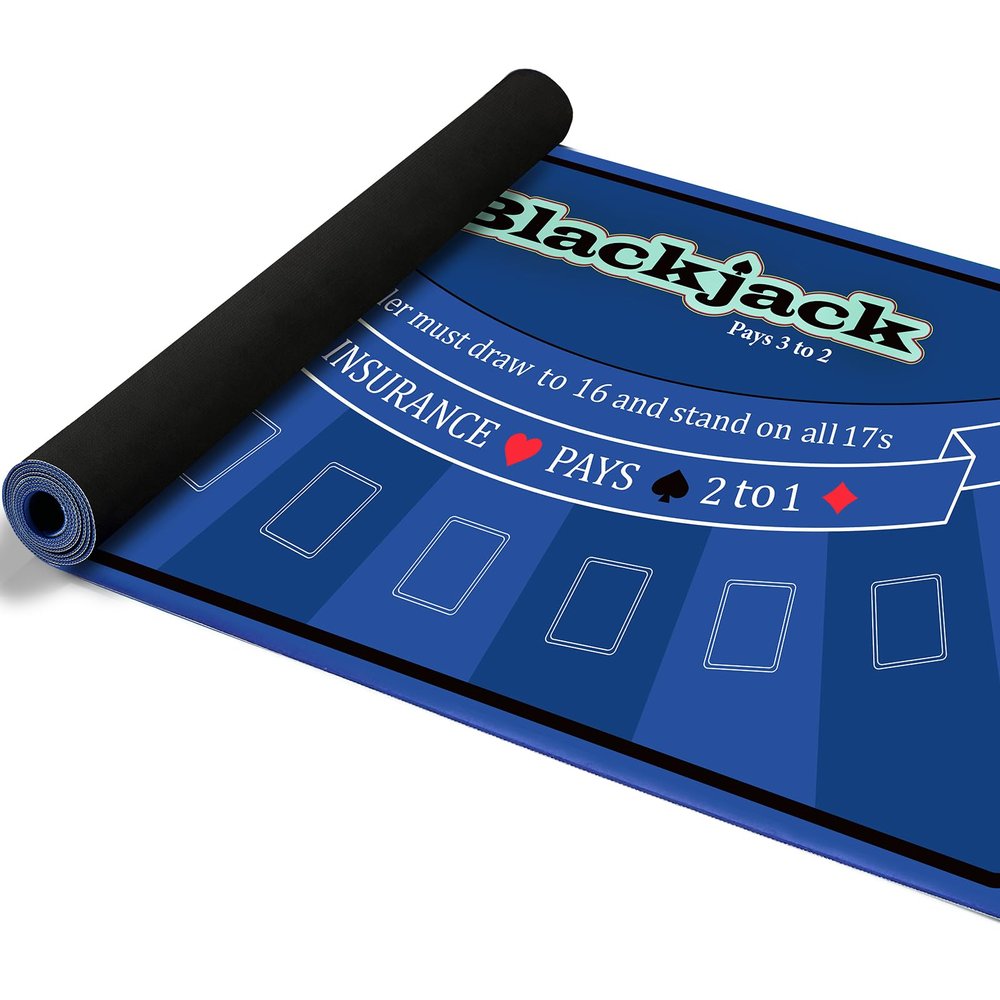 70" x 35" Poker Mat for Table Blackjack Tabletop Layout with Non-Slip Rubber Backing, Waterproof Tear-Resistant Surface for Home Game Nights