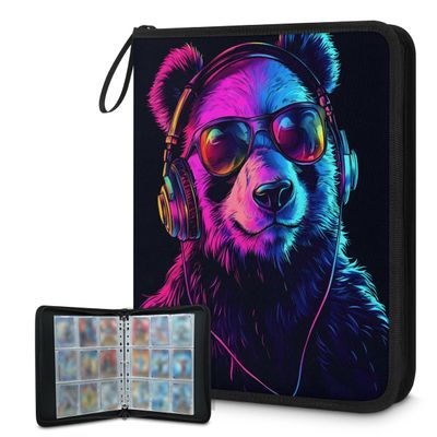 Cmizedevise Cool Panda 9 Pocket Trading Card Binder, Card Binder Holder Fits 900 Cards With 50 Sleeves, Portable Collection Card Ablum for TCG, Sports Cards