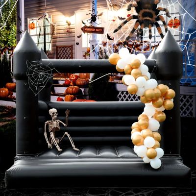 13x13ft Inflatable Halloween Bounce House for Adults & Kids - 100% PVC Commercial-Grade Black Bounce House, Spooky Halloween Theme for Backyard Parties, Events & Outdoor Gatherings