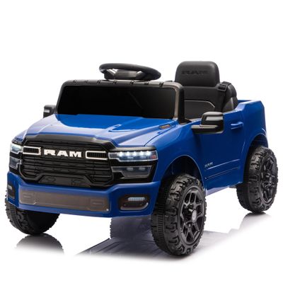 12V Licensed RAM 3500 Ride on Toy for Kids, Toddler Ride on Truck with Parent Remote Control, 2WD, Rear Shock Suspension, LED, Bluetooth, 3 Point Safety Belt, Electric Car for Kids (Blue)