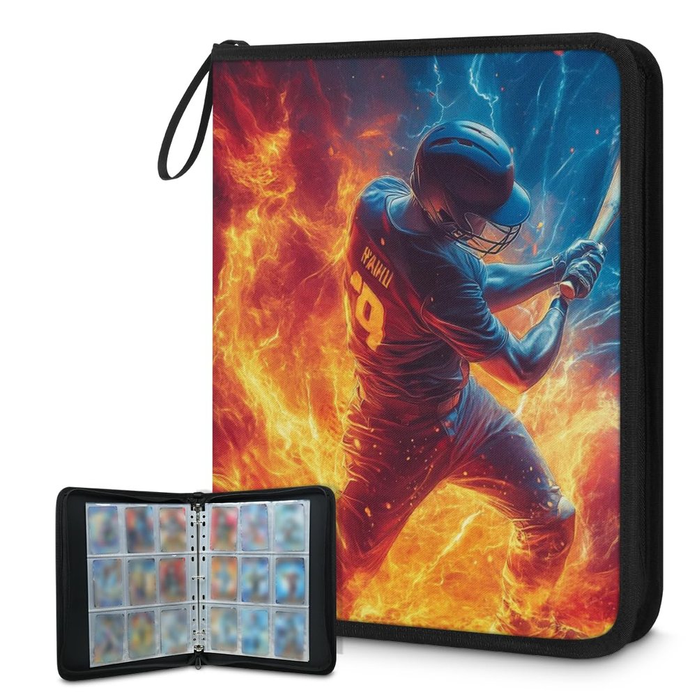 Cmizedevise Baseball 9 Pocket Trading Card Binder, Sport Card Binder Holder Fits 900 Cards With 50 Sleeves, Portable Collection Card Ablum for TCG, Sports Cards