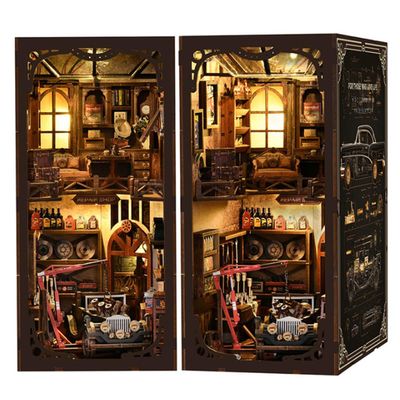 Auto Repair Shop Building Blocks, 3D Wooden Miniature House DIY Model Kit, Creative Desktop Decor Gift (374PCS)