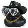 Jyeennar Black Cowboy Rubber Duck with Hat, Heart-Shaped Sunglasses, Necklace, Dashboard Decoration Small Duckies for for Bath Toy, Office & Home Accessories view 1