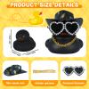 Jyeennar Black Cowboy Rubber Duck with Hat, Heart-Shaped Sunglasses, Necklace, Dashboard Decoration Small Duckies for for Bath Toy, Office & Home Accessories view 2